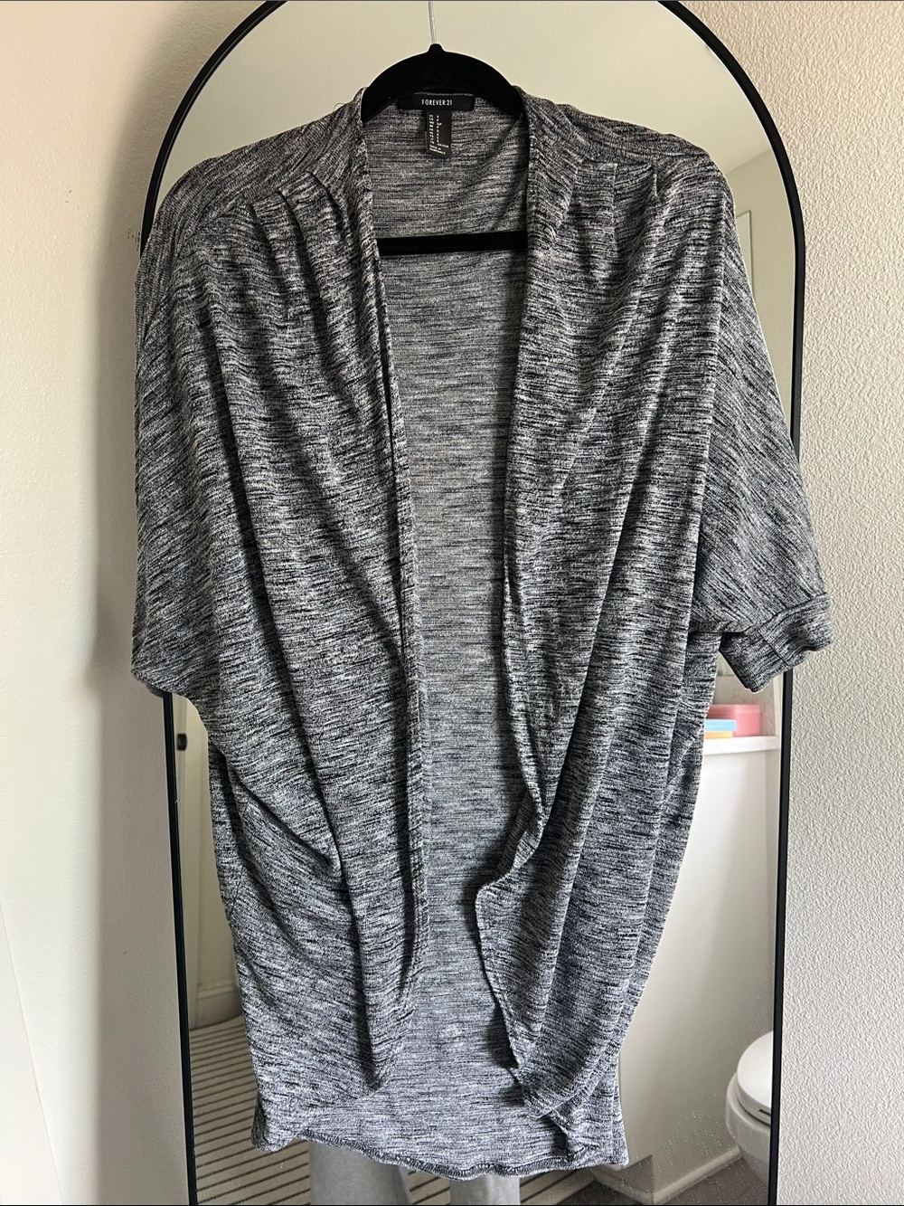 Forever 21 Gray Marled Open Drape Cardigan
